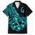 Polynesia Family Matching Long Sleeve Bodycon Dress and Hawaiian Shirt Fish Hook Tattoo Go Fishing Polynesian Pattern Turquosie - Wonder Print Shop