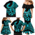 Polynesia Family Matching Mermaid Dress and Hawaiian Shirt Fish Hook Tattoo Go Fishing Polynesian Pattern Turquosie - Wonder Print Shop