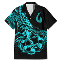Polynesia Family Matching Mermaid Dress and Hawaiian Shirt Fish Hook Tattoo Go Fishing Polynesian Pattern Turquosie - Wonder Print Shop