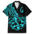 Polynesia Family Matching Mermaid Dress and Hawaiian Shirt Fish Hook Tattoo Go Fishing Polynesian Pattern Turquosie - Wonder Print Shop