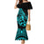 Polynesia Family Matching Mermaid Dress and Hawaiian Shirt Fish Hook Tattoo Go Fishing Polynesian Pattern Turquosie - Wonder Print Shop