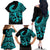Polynesia Family Matching Off Shoulder Long Sleeve Dress and Hawaiian Shirt Fish Hook Tattoo Go Fishing Polynesian Pattern Turquosie - Wonder Print Shop