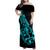Polynesia Family Matching Off Shoulder Maxi Dress and Hawaiian Shirt Fish Hook Tattoo Go Fishing Polynesian Pattern Turquosie - Wonder Print Shop