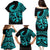 Polynesia Family Matching Puletasi Dress and Hawaiian Shirt Fish Hook Tattoo Go Fishing Polynesian Pattern Turquosie - Wonder Print Shop
