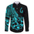 Polynesia Family Matching Puletasi Dress and Hawaiian Shirt Fish Hook Tattoo Go Fishing Polynesian Pattern Turquosie - Wonder Print Shop
