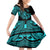 Polynesia Family Matching Short Sleeve Bodycon Dress and Hawaiian Shirt Fish Hook Tattoo Go Fishing Polynesian Pattern Turquosie - Wonder Print Shop