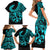 Polynesia Family Matching Short Sleeve Bodycon Dress and Hawaiian Shirt Fish Hook Tattoo Go Fishing Polynesian Pattern Turquosie - Wonder Print Shop