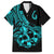 Polynesia Family Matching Short Sleeve Bodycon Dress and Hawaiian Shirt Fish Hook Tattoo Go Fishing Polynesian Pattern Turquosie - Wonder Print Shop