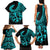 Polynesia Family Matching Tank Maxi Dress and Hawaiian Shirt Fish Hook Tattoo Go Fishing Polynesian Pattern Turquosie - Wonder Print Shop