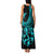 Polynesia Family Matching Tank Maxi Dress and Hawaiian Shirt Fish Hook Tattoo Go Fishing Polynesian Pattern Turquosie - Wonder Print Shop