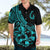 Polynesia Hawaiian Shirt Fish Hook Tattoo Go Fishing Polynesian Pattern Turquosie - Wonder Print Shop