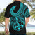 Polynesia Hawaiian Shirt Fish Hook Tattoo Go Fishing Polynesian Pattern Turquosie - Wonder Print Shop