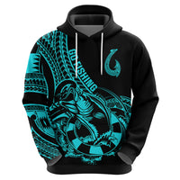 Polynesia Hoodie Fish Hook Tattoo Go Fishing Polynesian Pattern Turquosie - Wonder Print Shop