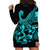 Polynesia Hoodie Dress Fish Hook Tattoo Go Fishing Polynesian Pattern Turquosie - Wonder Print Shop