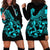 Polynesia Hoodie Dress Fish Hook Tattoo Go Fishing Polynesian Pattern Turquosie - Wonder Print Shop