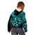 Polynesia Kid Hoodie Fish Hook Tattoo Go Fishing Polynesian Pattern Turquosie - Wonder Print Shop