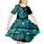 Polynesia Kid Short Sleeve Dress Fish Hook Tattoo Go Fishing Polynesian Pattern Turquosie - Wonder Print Shop