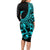Polynesia Long Sleeve Bodycon Dress Fish Hook Tattoo Go Fishing Polynesian Pattern Turquosie - Wonder Print Shop