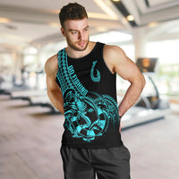 Polynesia Men Tank Top Fish Hook Tattoo Go Fishing Polynesian Pattern Turquosie - Wonder Print Shop