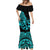 Polynesia Mermaid Dress Fish Hook Tattoo Go Fishing Polynesian Pattern Turquosie - Wonder Print Shop