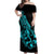 Polynesia Off Shoulder Maxi Dress Fish Hook Tattoo Go Fishing Polynesian Pattern Turquosie - Wonder Print Shop