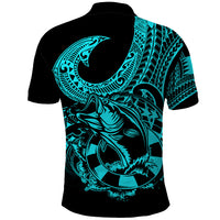 Polynesia Polo Shirt Fish Hook Tattoo Go Fishing Polynesian Pattern Turquosie - Wonder Print Shop