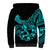 Polynesia Sherpa Hoodie Fish Hook Tattoo Go Fishing Polynesian Pattern Turquosie - Wonder Print Shop