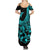 Polynesia Summer Maxi Dress Fish Hook Tattoo Go Fishing Polynesian Pattern Turquosie - Wonder Print Shop