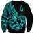 Polynesia Sweatshirt Fish Hook Tattoo Go Fishing Polynesian Pattern Turquosie - Wonder Print Shop