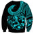 Polynesia Sweatshirt Fish Hook Tattoo Go Fishing Polynesian Pattern Turquosie - Wonder Print Shop