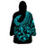 Polynesia Wearable Blanket Hoodie Fish Hook Tattoo Go Fishing Polynesian Pattern Turquosie - Wonder Print Shop