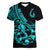 Polynesia Women V Neck T Shirt Fish Hook Tattoo Go Fishing Polynesian Pattern Turquosie - Wonder Print Shop