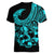 Polynesia Women V Neck T Shirt Fish Hook Tattoo Go Fishing Polynesian Pattern Turquosie - Wonder Print Shop