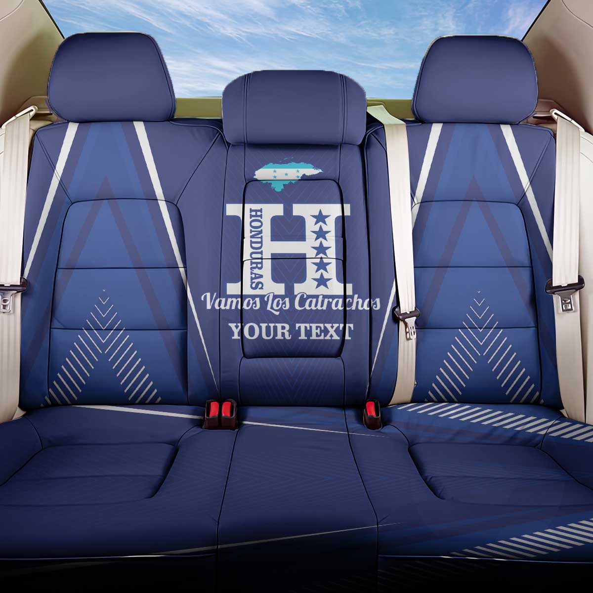 Honduras Football Custom Back Car Seat Cover Los Catrachos Map Sporty Style - Wonder Print Shop