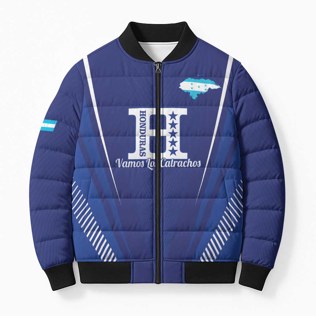 Honduras Football Custom Bomber Puffer Jacket Los Catrachos Map Sporty Style - Wonder Print Shop