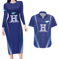 Honduras Football Custom Couples Matching Long Sleeve Bodycon Dress and Hawaiian Shirt Los Catrachos Map Sporty Style - Wonder Print Shop