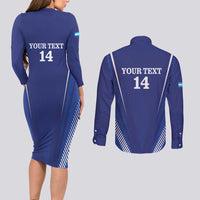 Honduras Football Custom Couples Matching Long Sleeve Bodycon Dress and Long Sleeve Button Shirt Los Catrachos Map Sporty Style - Wonder Print Shop