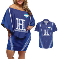 Honduras Football Custom Couples Matching Off Shoulder Short Dress and Hawaiian Shirt Los Catrachos Map Sporty Style - Wonder Print Shop