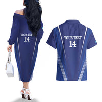 Honduras Football Custom Couples Matching Off The Shoulder Long Sleeve Dress and Hawaiian Shirt Los Catrachos Map Sporty Style - Wonder Print Shop