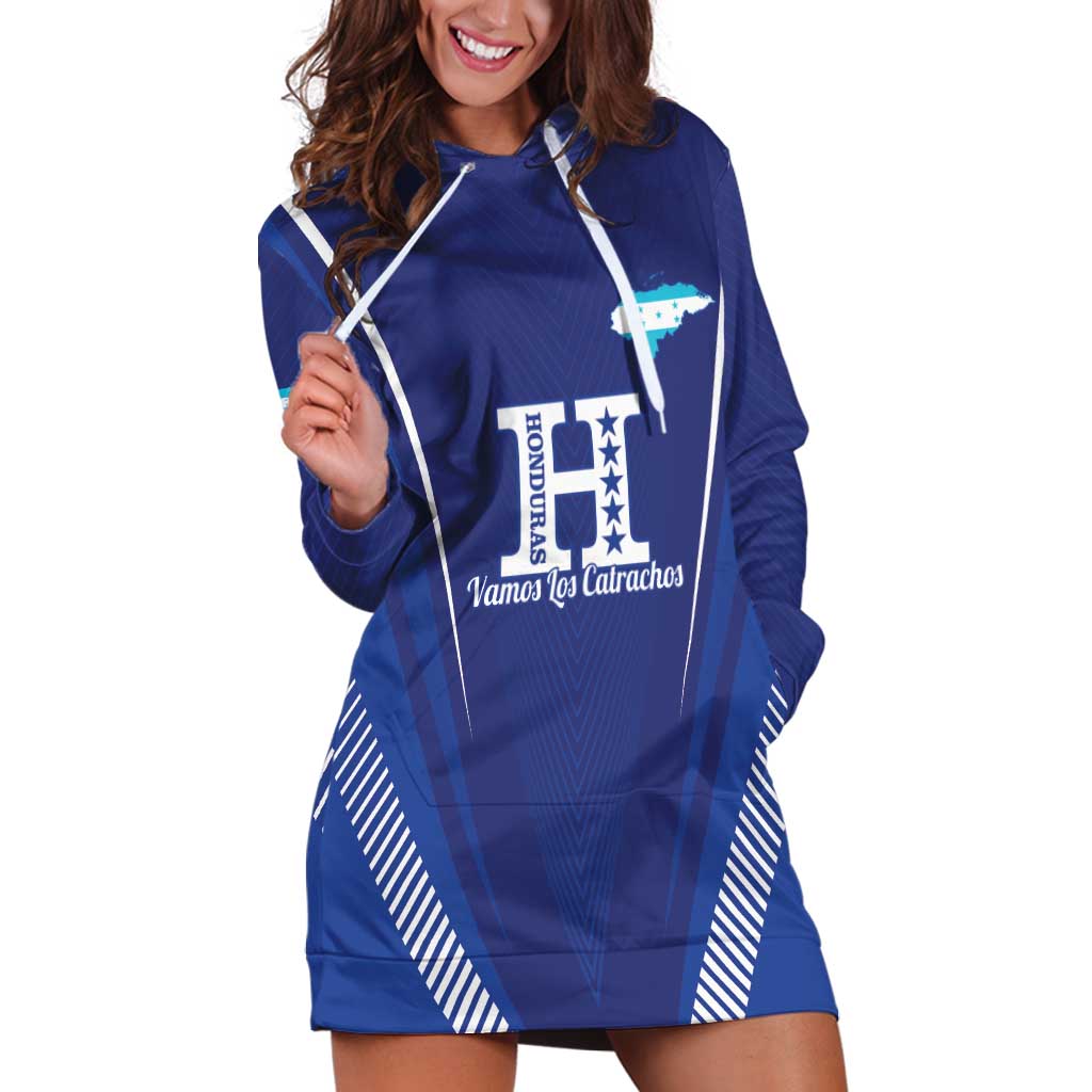 Honduras Football Custom Hoodie Dress Los Catrachos Map Sporty Style - Wonder Print Shop