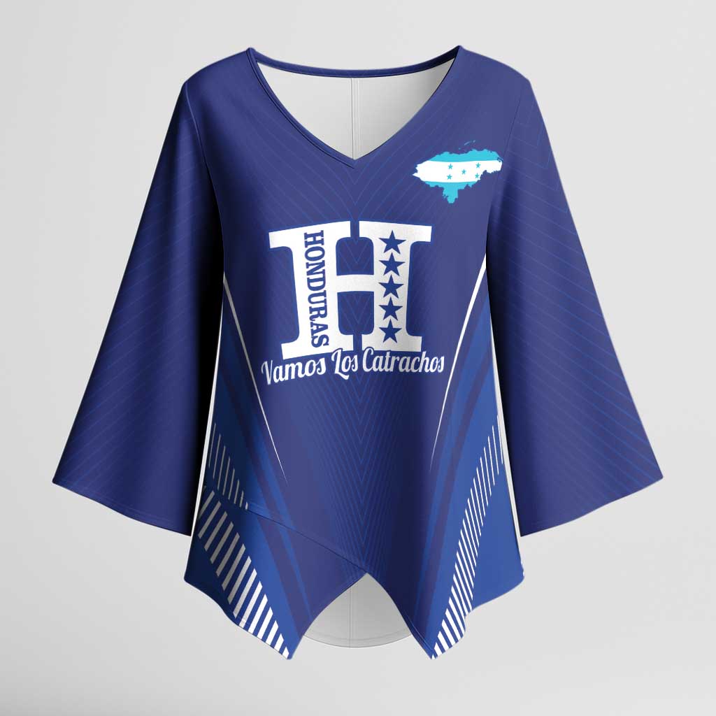 Honduras Football Custom Kimono Sleeve Blouse Los Catrachos Map Sporty Style - Wonder Print Shop