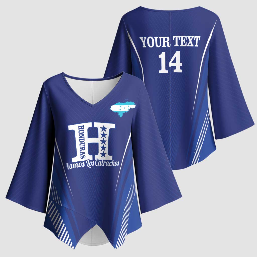 Honduras Football Custom Kimono Sleeve Blouse Los Catrachos Map Sporty Style - Wonder Print Shop