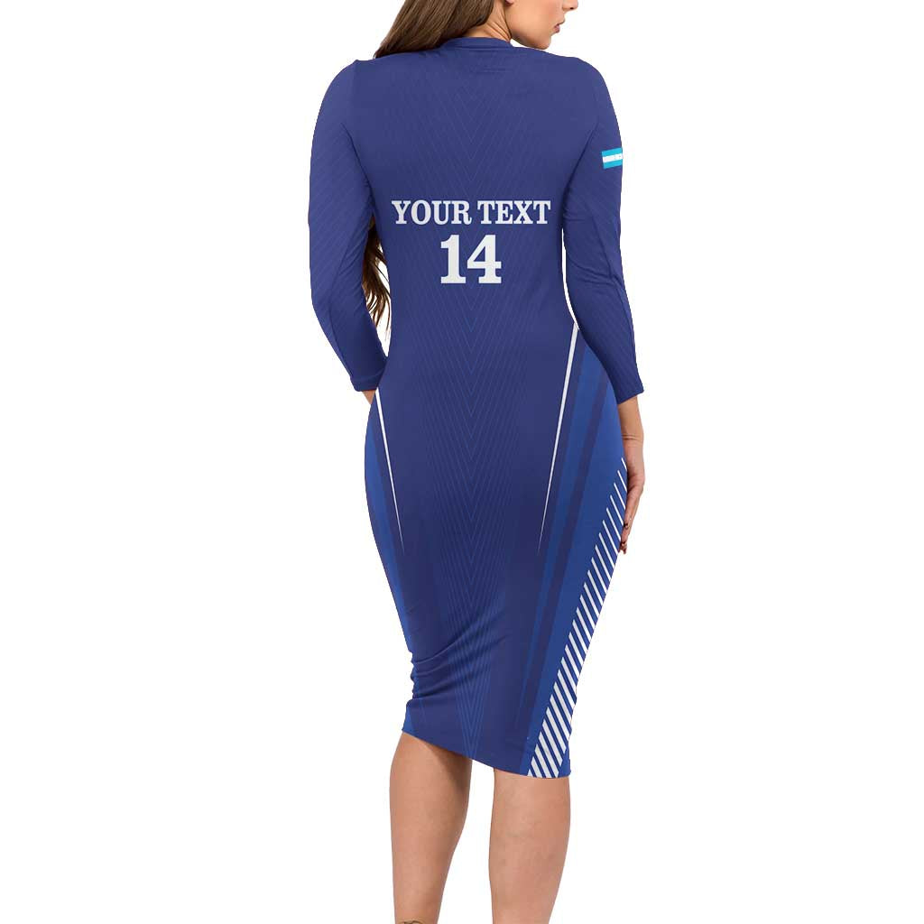 Honduras Football Custom Long Sleeve Bodycon Dress Los Catrachos Map Sporty Style - Wonder Print Shop