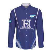Honduras Football Custom Long Sleeve Button Shirt Los Catrachos Map Sporty Style - Wonder Print Shop