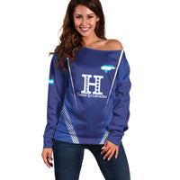 Honduras Football Custom Off Shoulder Sweater Los Catrachos Map Sporty Style - Wonder Print Shop