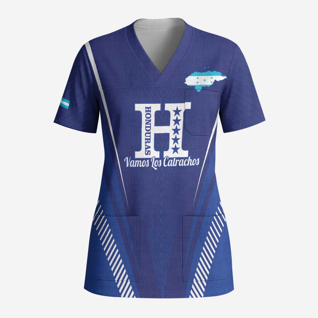 Honduras Football Custom Scrub Top Los Catrachos Map Sporty Style - Wonder Print Shop