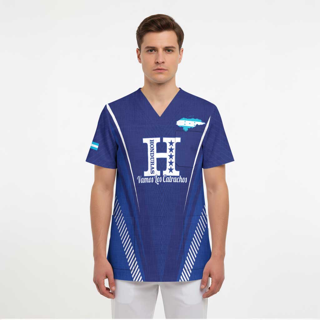 Honduras Football Custom Scrub Top Los Catrachos Map Sporty Style - Wonder Print Shop