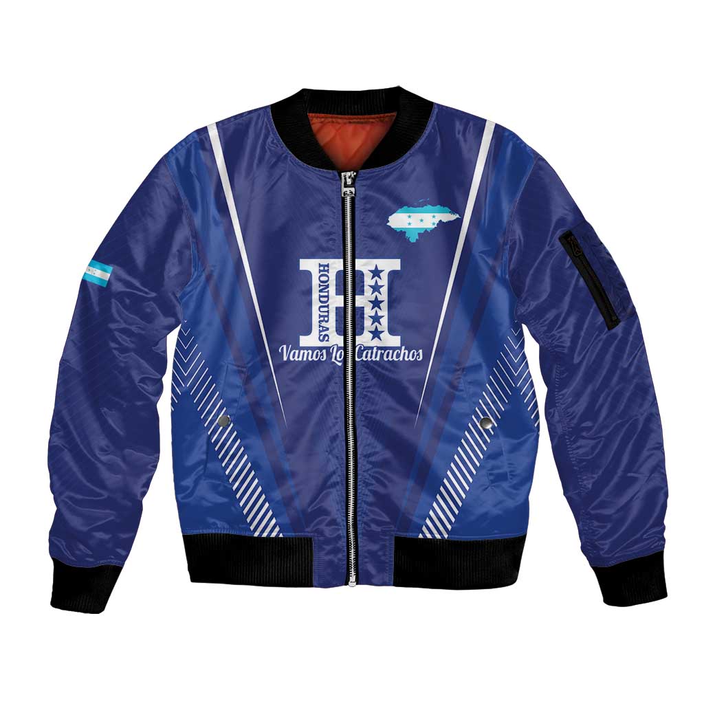 Honduras Football Custom Sleeve Zip Bomber Jacket Los Catrachos Map Sporty Style - Wonder Print Shop