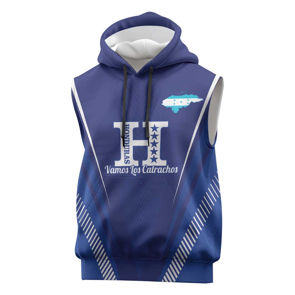 Honduras Football Custom Sleeveless Hoodie Los Catrachos Map Sporty Style - Wonder Print Shop