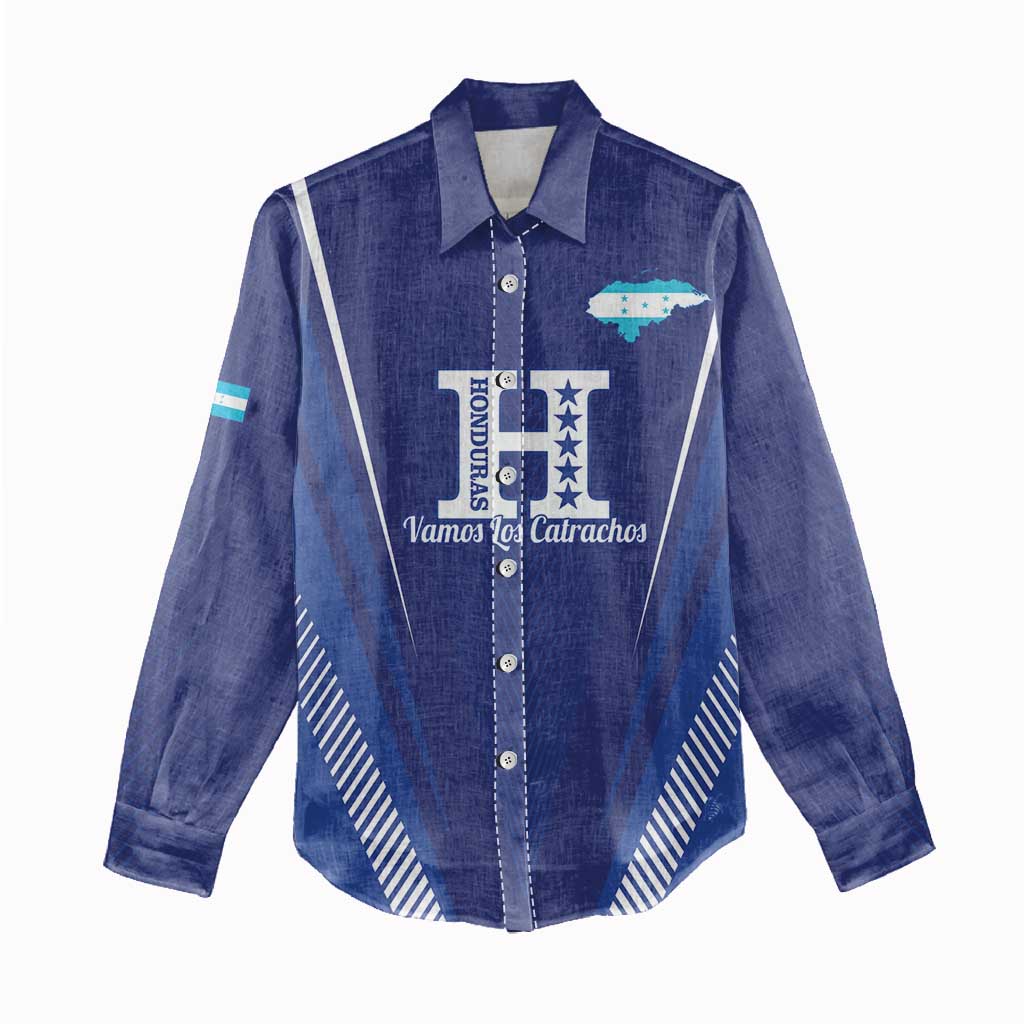 Honduras Football Custom Women Casual Shirt Los Catrachos Map Sporty Style - Wonder Print Shop
